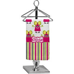 Pink Monsters & Stripes Finger Tip Towel - Full Print (Personalized)