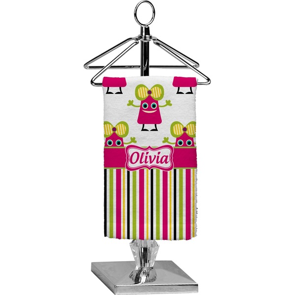 Custom Pink Monsters & Stripes Finger Tip Towel - Full Print (Personalized)