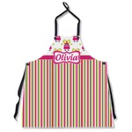 Pink Monsters & Stripes Apron Without Pockets w/ Name or Text