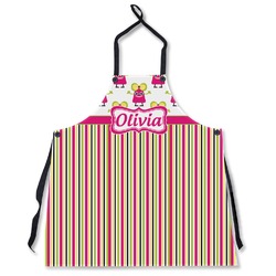 Pink Monsters & Stripes Apron Without Pockets w/ Name or Text