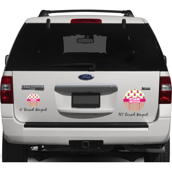 Pink Monsters & Stripes Personalized Car Magnets on Ford Explorer