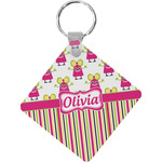 Pink Monsters & Stripes Diamond Plastic Keychain w/ Name or Text