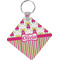 Pink Monsters & Stripes Personalized Diamond Key Chain