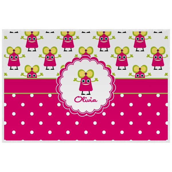Pink Monsters & Stripes Personalized Placemat (Back)