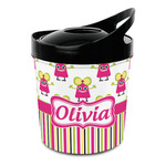 Pink Monsters & Stripes Plastic Ice Bucket (Personalized)