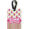 Pink Monsters & Stripes Plastic Luggage Tag - Rectangular w/ Name or Text