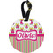 Pink Monsters & Stripes Plastic Luggage Tag - Round (Personalized)