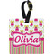 Pink Monsters & Stripes Personalized Square Luggage Tag