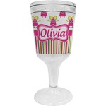 Pink Monsters & Stripes Wine Tumbler - 11 oz Plastic (Personalized)