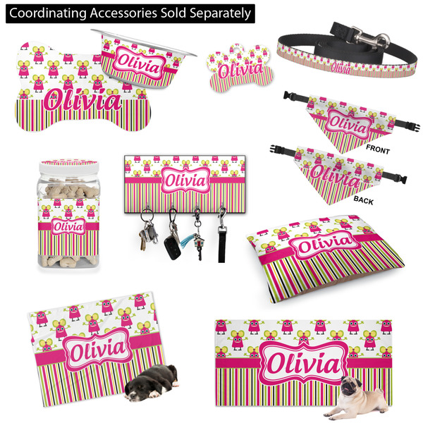 Pink Monsters & Stripes Customized Pet Accessories