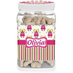 Pink Monsters & Stripes Dog Treat Jar (Personalized)