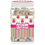 Pink Monsters & Stripes Dog Treat Jar (Personalized)