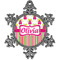 Pink Monsters & Stripes Vintage Snowflake Ornament (Personalized)