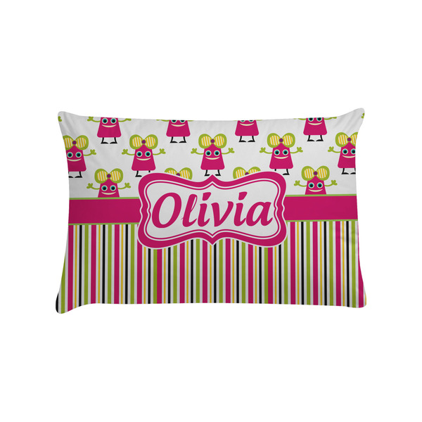 Custom Pink Monsters & Stripes Pillow Case - Standard (Personalized)