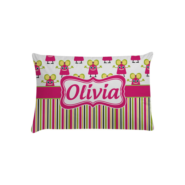 Custom Pink Monsters & Stripes Pillow Case - Toddler (Personalized)