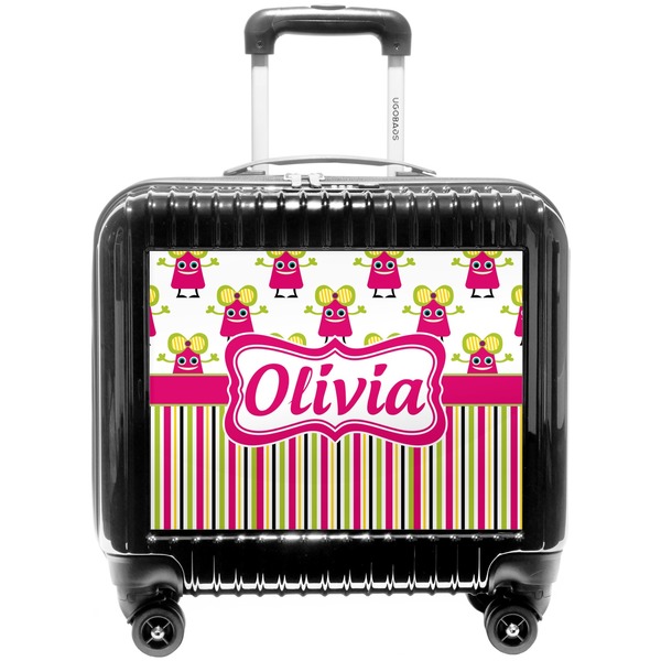 Custom Pink Monsters & Stripes Pilot / Flight Suitcase (Personalized)
