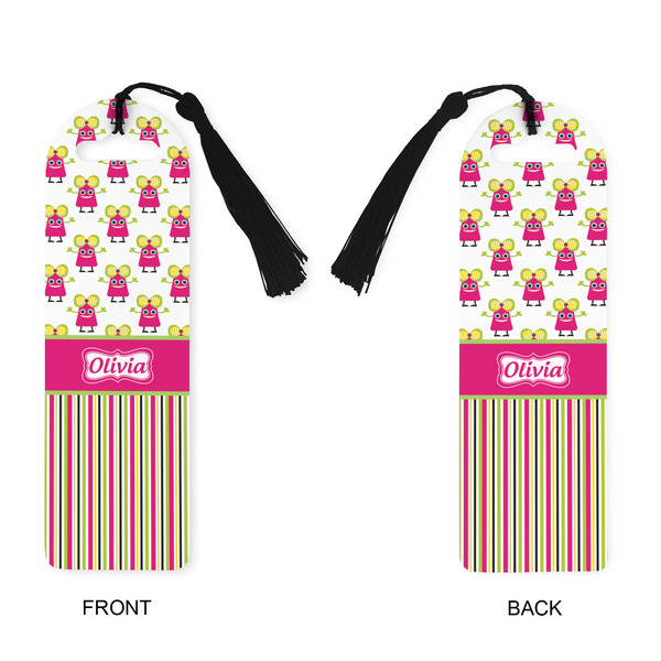 Pink Monsters & Stripes Plastic Bookmarks - Approval