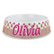 Pink Monsters & Stripes Plastic Dog Bowl - Large (Personalized)