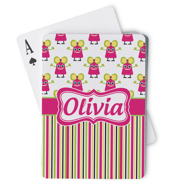 Custom Pink Monsters & Stripes Playing Cards (Personalized)