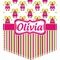 Pink Monsters & Stripes Iron On Faux Pocket (Personalized)