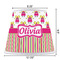 Pink Monsters & Stripes Poly Film Empire Lampshade - Dimensions