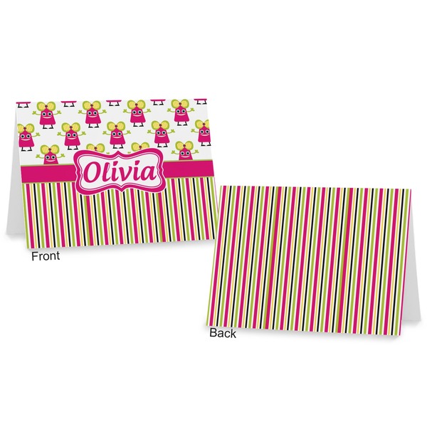 Pink Monsters & Stripes Postcard - Front and Back