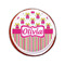 Pink Monsters & Stripes Printed Icing Circle - Small - On Cookie
