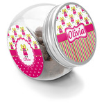 Pink Monsters & Stripes Puppy Treat Jar (Personalized)