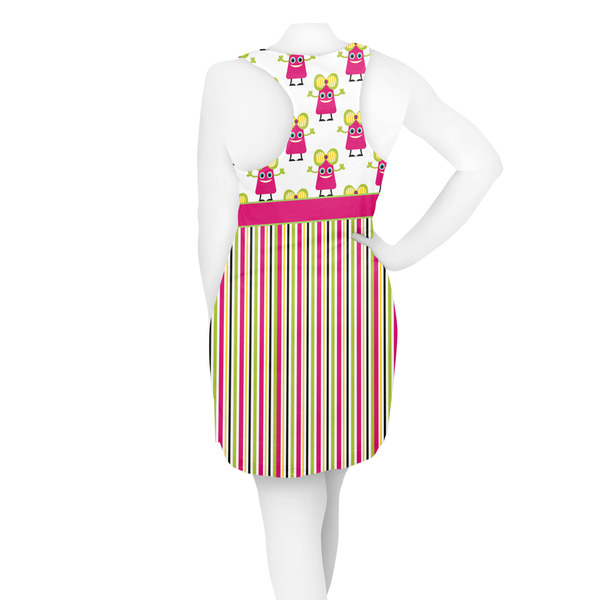 Pink Monsters & Stripes Racerback Dress - On Model - Back