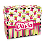 Pink Monsters & Stripes Wood Recipe Box - Full Color Print (Personalized)