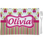 Pink Monsters & Stripes Rectangular Glass Appetizer / Dessert Plate - Single or Set (Personalized)