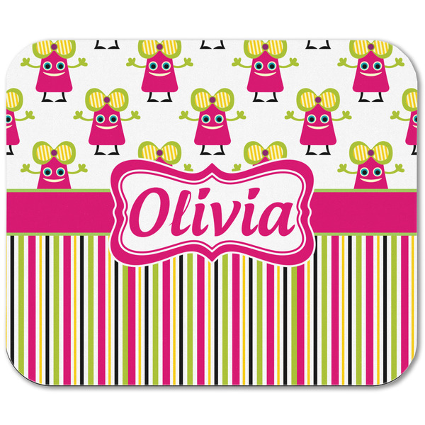 Pink Monsters & Stripes Rectangular Mouse Pad - APPROVAL