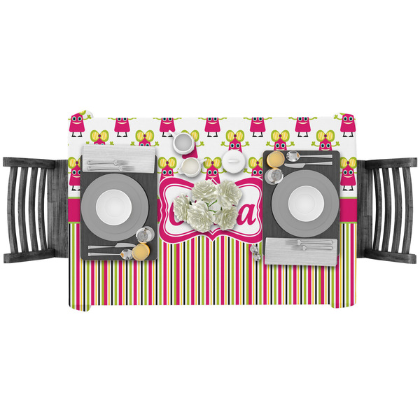 Pink Monsters & Stripes Rectangular Tablecloths - LIFESTYLE