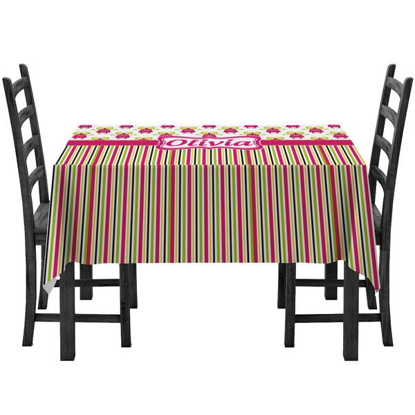 Custom Pink Monsters & Stripes Tablecloth (Personalized)