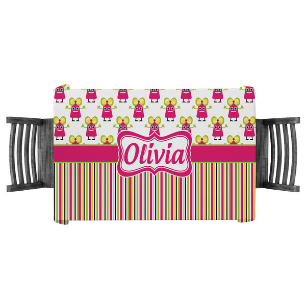 Custom Pink Monsters & Stripes Tablecloth - 58"x58" (Personalized)