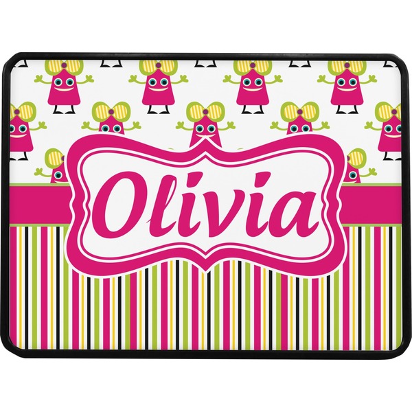 Pink Monsters & Stripes Rectangular Trailer Hitch Cover (Personalized)