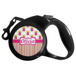 Pink Monsters & Stripes Retractable Dog Leash - Medium (Personalized)