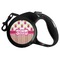 Pink Monsters & Stripes Retractable Dog Leash - Small (Personalized)