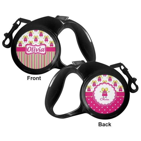 Pink Monsters & Stripes Retractable Dog Leash - Small - Apvl