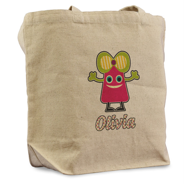 Custom Pink Monsters & Stripes Reusable Cotton Grocery Bag (Personalized)