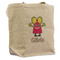 Pink Monsters & Stripes Reusable Cotton Grocery Bag - Front View