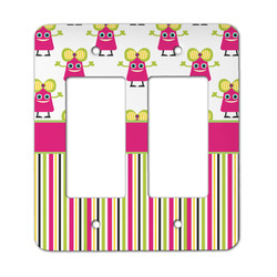 Pink Monsters & Stripes Rocker Style Light Switch Cover - Two Switch