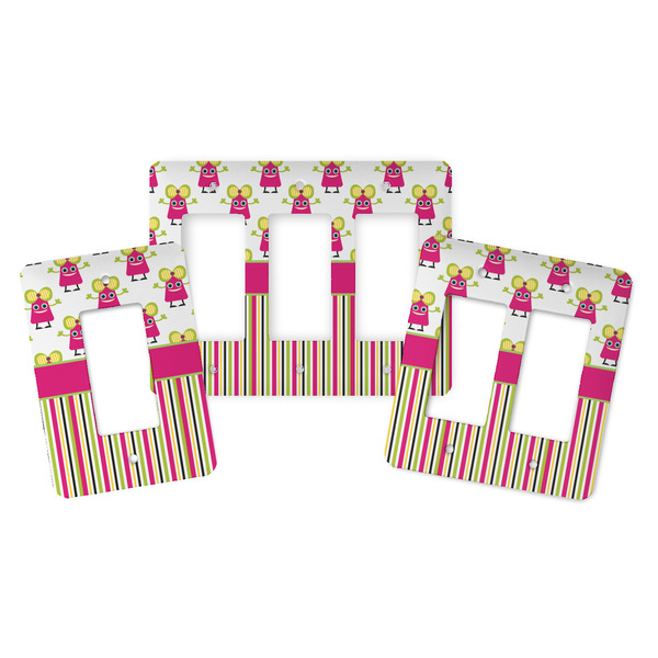 Pink Monsters & Stripes Rocker Light Switch Covers - Parent - ALL VARIATIONS