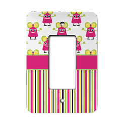 Pink Monsters & Stripes Rocker Style Light Switch Cover - Single Switch
