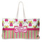 Pink Monsters & Stripes Large Rope Tote Bag - Front View