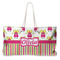 Pink Monsters & Stripes Large Tote Bag with Rope Handles (Personalized)