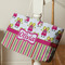 Pink Monsters & Stripes Large Rope Tote - Life Style