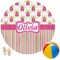 Pink Monsters & Stripes Round Beach Towel (Personalized)