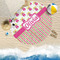 Pink Monsters & Stripes Round Beach Towel Lifestyle