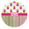 Pink Monsters & Stripes Round Indoor Rug - Front/Main